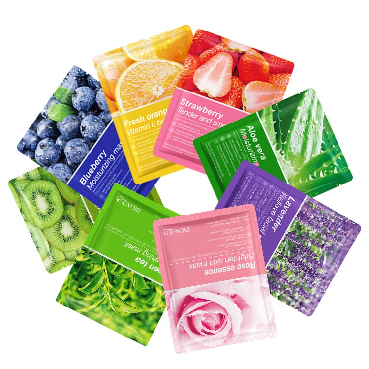 Pack of 5 Bioaqua Facial Sheet Masks | Hydrating & Brightening Skincare with Natural Fruit & Plant Extracts