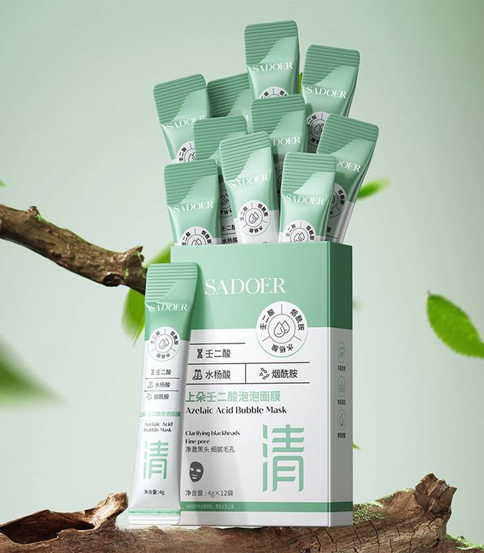 Azelaic Acid Bubble Mask – Deep Cleansing, Blackhead & Pore Minimizing Mud Mask for Fine Pores 4gx12