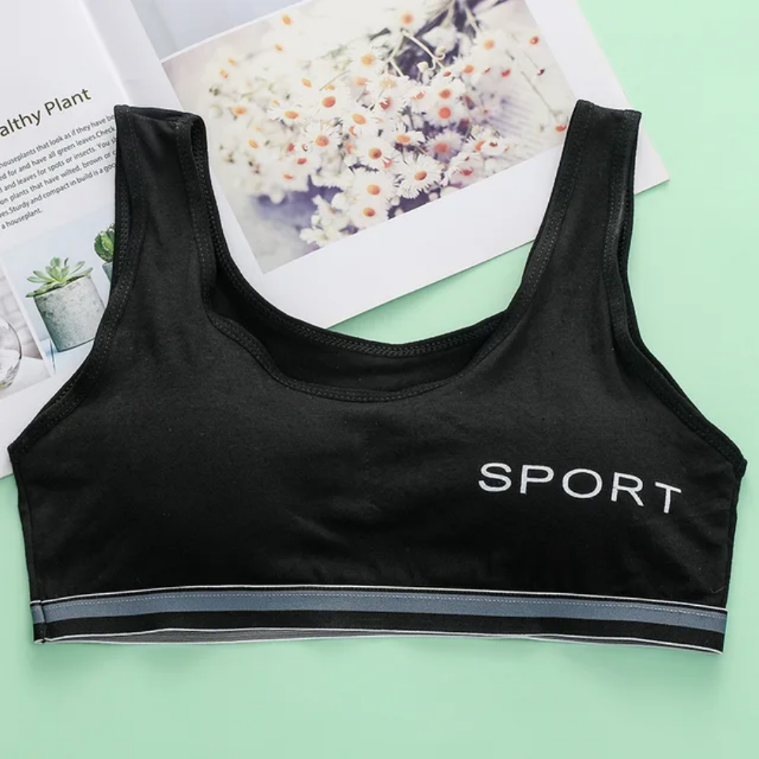 Teen Girls Bra – Cotton Padded Sports Bra | Wire-Free, Breathable, Seamless Bra for Teenagers (Age 7–25)