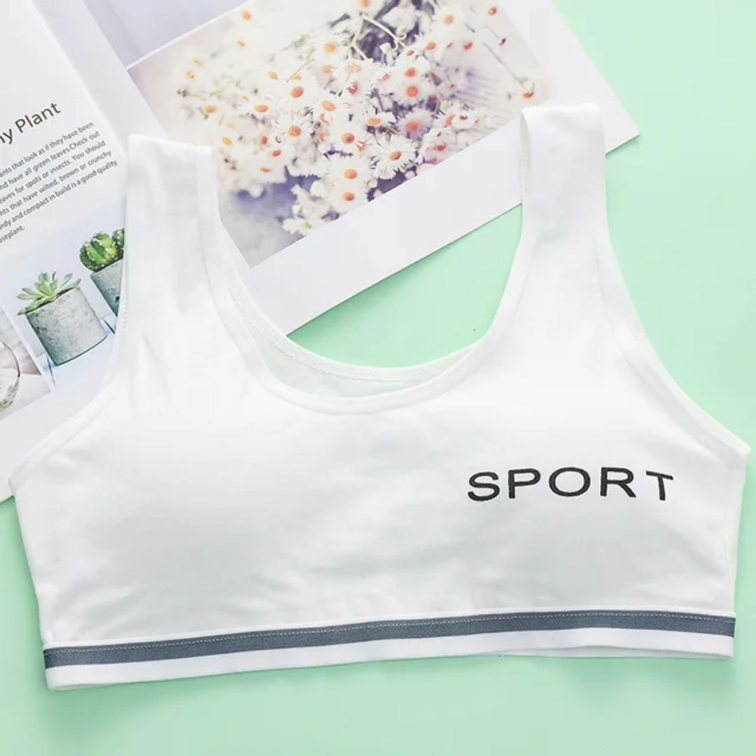 Teen Girls Bra – Cotton Padded Sports Bra | Wire-Free, Breathable, Seamless Bra for Teenagers (Age 7–25)