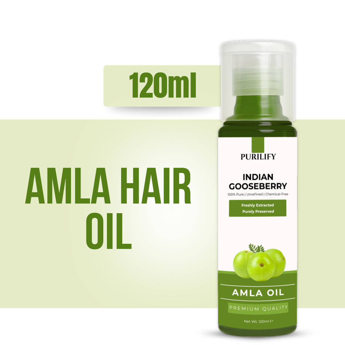 Purilify Amla Oil – Cold Pressed | 100% Pure & Chemical-Free | Hair Growth, Root Strength & Scalp Care – 120ml