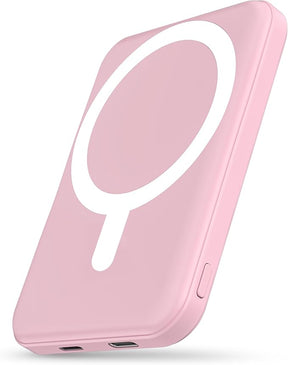 5000mAh Magnetic Power Bank with Type-C Cable 20W PD Fast Charging Lighting Input Wireless Portable Charger for iPhone 16/15/14/13/12/ All Series-Black