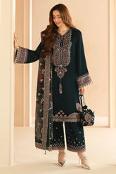 Embroidered Black Chiffon Party Wear Dress