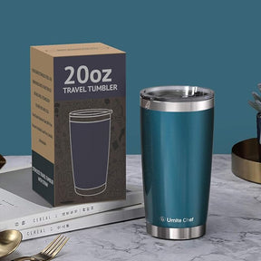 Chef 20oz Tumbler Double Wall Stainless Steel Vacuum Insulated Travel Mug with Lid, Insulated Coffee Cup, 2 Straws, for Home, Outdoor, Office, School, Ice Drink, Hot Beverage （20 oz, Blue Green)