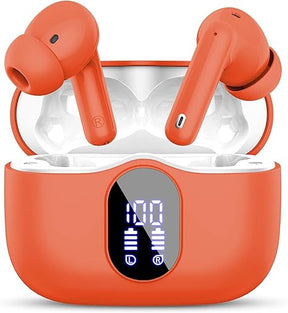 Wireless Earbuds, Bluetooth 5.4 Headphones Bass Stereo, Ear Buds with Noise Cancelling Mic, IP7 Waterproof in Ear Earphones, 36H LED Display Bluetooth Earbuds for Laptop Pad Phones Sports, Rose Gold