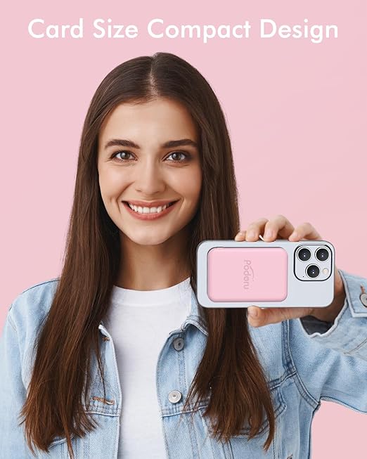 5000mAh Magnetic Power Bank with Type-C Cable 20W PD Fast Charging Lighting Input Wireless Portable Charger for iPhone 16/15/14/13/12/ All Series-Black