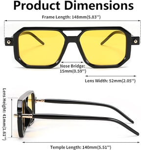 Vintage Square 70s Flat Aviator Sunglasses Women Men Classic Retro Stylish Frame UV400 Sunglasses