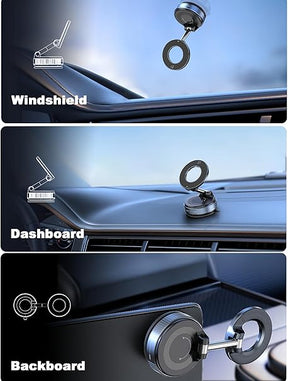 Upgraded 360° Nano Gel Vacuum Magnetic Phone Holder, Car Phone Holder for Magsafe[108+LBS Strongest Suction & 3000gf Strongest Magnetic], Suction Cup Phone Mount for Car/for iPhone 16 Pro Max