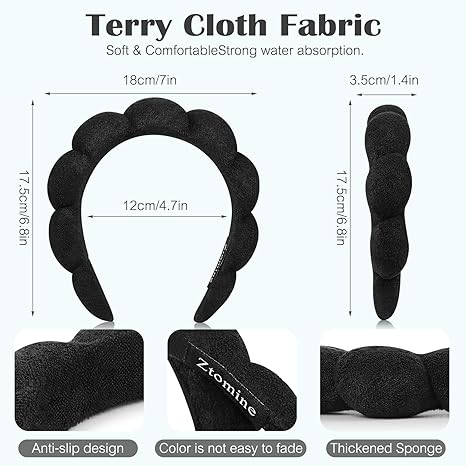Spa Headbands for Washing Face or Facial, Set of 2 Skincare Headbands, Terry Cloth Headband Wash Combo Pack - Puffy Makeup Washing, Mask, Skin Treatment