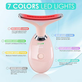 Facial Massager for Face and Neck, Red-Light-Therapy-for-Face and Neck, Face culpting Wand with 7 Color, at-Home Face Tool for Skin Care