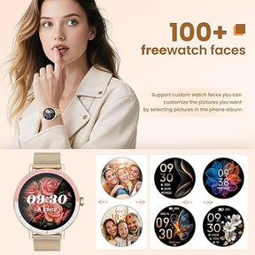 Smart Watches for Women Android/iPhone, IP68 Waterproof Fitness Tracker with Bluetooth Calls(Answer&Make), Activity Pedometer/Heart Rate/SpO2 Monitor/100+ Sports Model