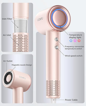 Hair Dryer with Diffuser, CONFU Hair Dryers for Women, Diffuser Hair Dryer High Speed Professional Ionic Blow Dryer for Fast Drying, Hair for Curly Haircurly ha for Home Travel