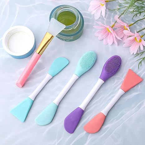 5Pcs Silicone Pore Cleansing Brush for Face Nose Pore Scrubbing Brushes Face Mask Applicator Brushes for Makeup Removal Pores Cleaning Skincare