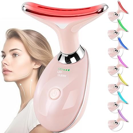 Facial Massager for Face and Neck, Red-Light-Therapy-for-Face and Neck, Face culpting Wand with 7 Color, at-Home Face Tool for Skin Care