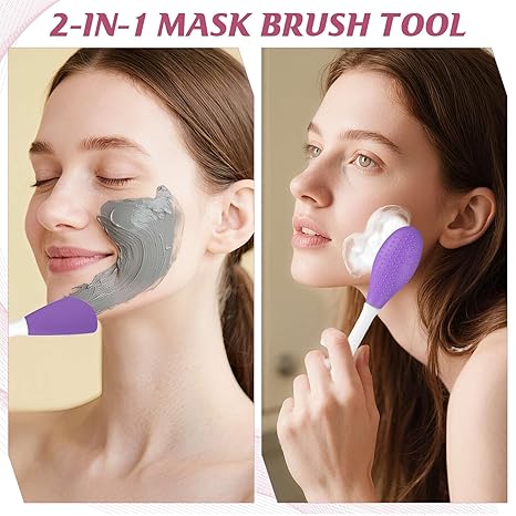 5Pcs Silicone Pore Cleansing Brush for Face Nose Pore Scrubbing Brushes Face Mask Applicator Brushes for Makeup Removal Pores Cleaning Skincare