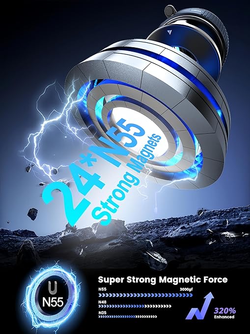 Upgraded 360° Nano Gel Vacuum Magnetic Phone Holder, Car Phone Holder for Magsafe[108+LBS Strongest Suction & 3000gf Strongest Magnetic], Suction Cup Phone Mount for Car/for iPhone 16 Pro Max