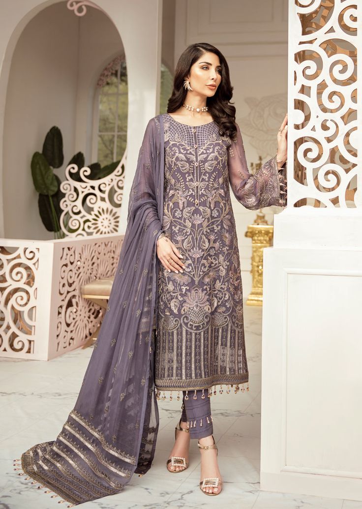 EMBROIDERED CHIFFON STITCHED 3 PCS