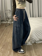 Vintage Blue Cargo Oversize Black Wide Leg Pant