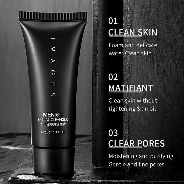 IMAGES Volcanic Mud Deep Cleansing Wash for Men | Whitening Face Cleanser, Exfoliating, Oil Control, Refreshing Facial Cleanser Made In korea