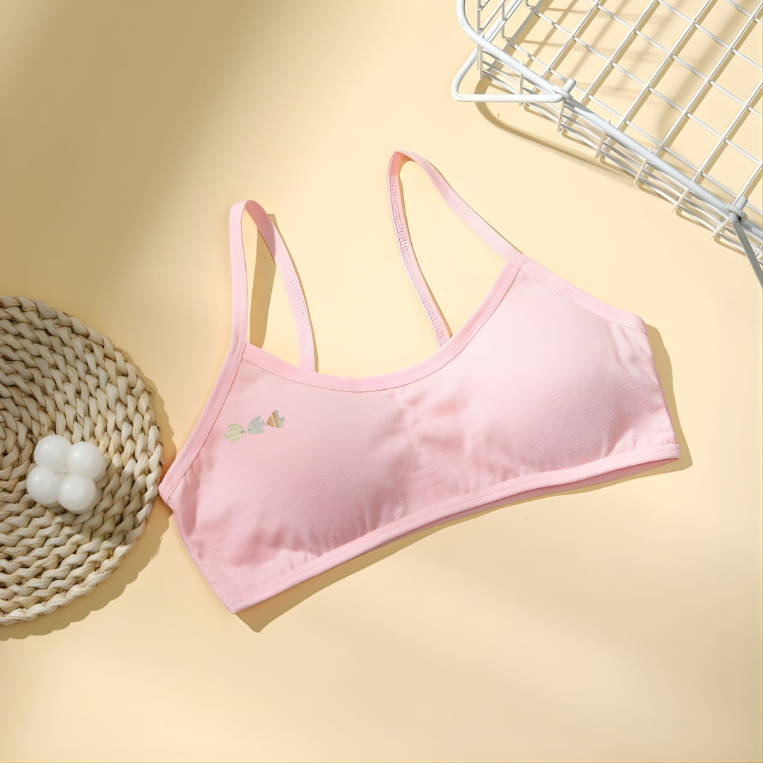 Teen Girls Soft Cotton Padded Bra | Comfortable Sports Bra for girls 8–15 Years | Solid Color Vest Top for Girls | Breathable Innerwear for Teenagers